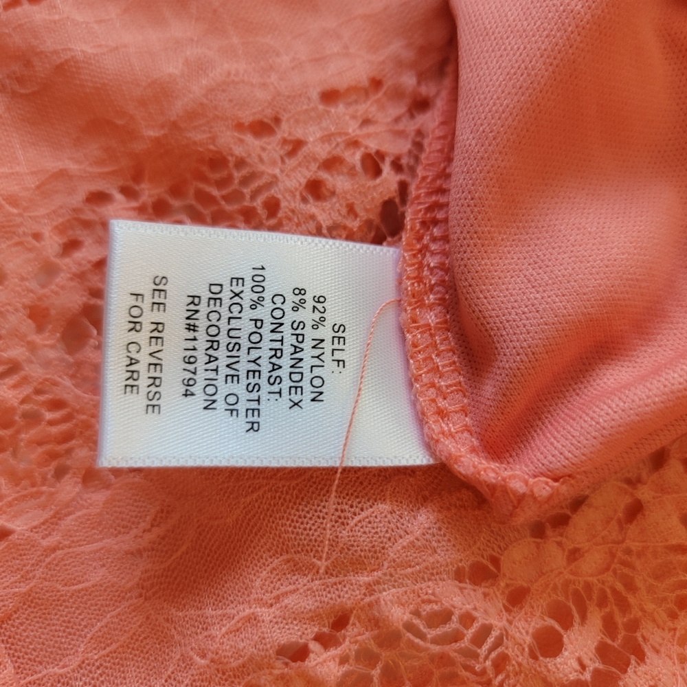 One World Coral Lace Boho Top Sz 2X - Picture 8 of 10